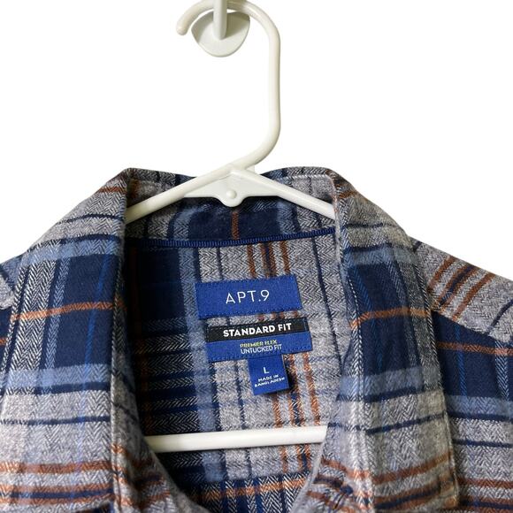 Apt 9 Button Front Flannel Standard Untucked Fit L (2714) - Picture 2 of 3